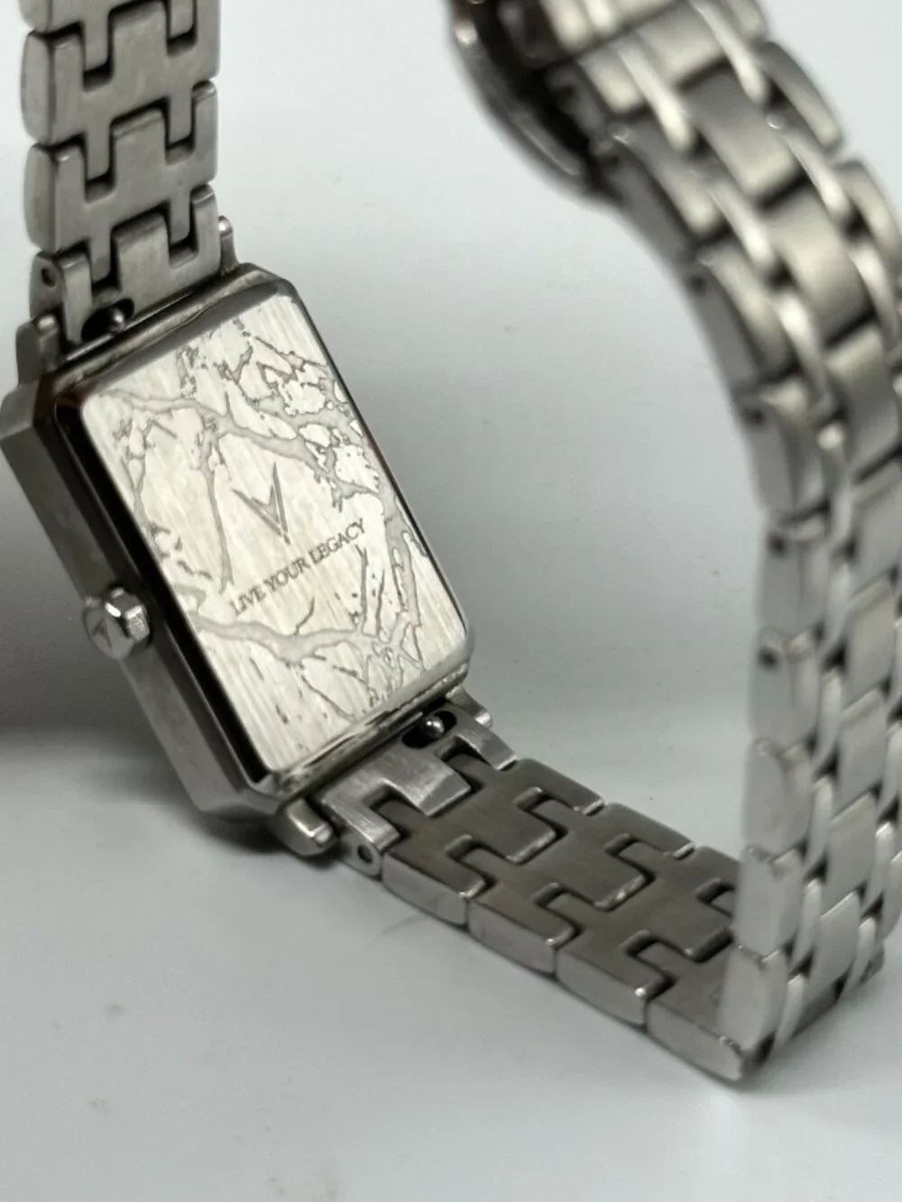 Vincero Ava Watch Women Silver Tone Blue Rectangle Dial New Battery 7.75